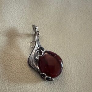 Elegant Silver and Amber Pendant
